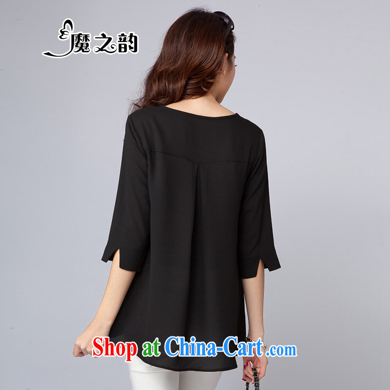 Magic of the 2015 spring and summer new stylish and relaxed the code female registration stamp snow woven shirts T shirts and indeed increase female 85,005 black XXXL, magic of the following, and shopping on the Internet