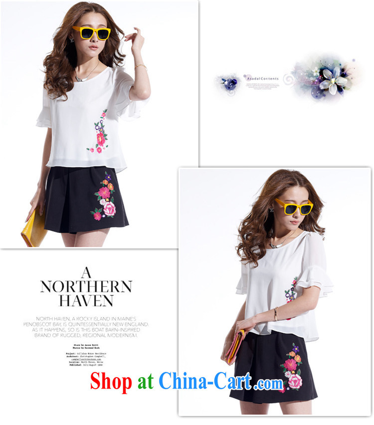Shu, Shi 2015 summer new stylish female high quality embroidery ethnic wind two-piece short-sleeved snow woven dresses personalized short skirts beauty unique lady package white black XL pictures, price, brand platters! Elections are good character, the national distribution, so why buy now enjoy more preferential! Health