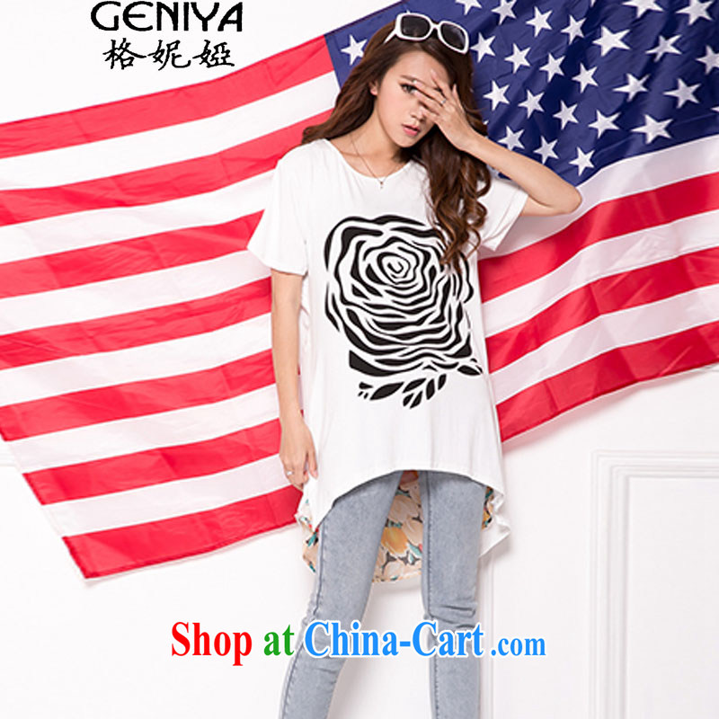 The Eugenia Brizuela de Avila 2015 Korean version the code female summer thick MM long, snow-woven spell pure cotton short-sleeved relaxed casual T pension black XXL, Eugenia Brizuela de Avila (geniya), shopping on the Internet