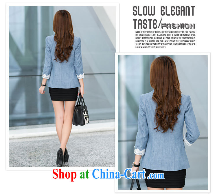 The fat increase, female fat mm spring 2015 spring and summer new Korean fashion lace stitching and leisure the cowboy small jacket small suits women wore light blue XXL pictures, price, brand platters! Elections are good character, the national distribution, so why buy now enjoy more preferential! Health