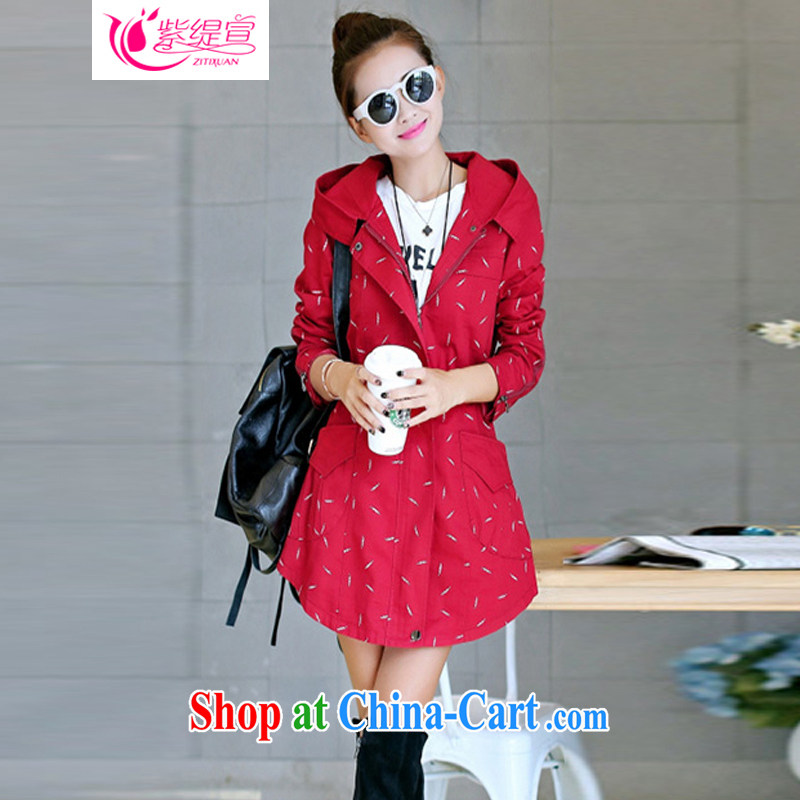 Purple long-sun 2015 spring loaded new Korean version in cultivating long leisure-yi, female cotton stamp jacket red 3XL