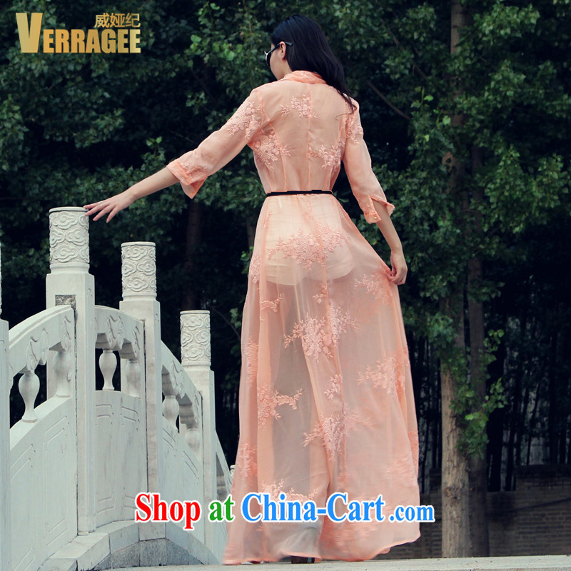 Julia Wei Ji/verragee Europe big aura snow beauty woven ultra-long dresses and long skirts larger female V 11 coral S, discipline and Julia (verragee), online shopping