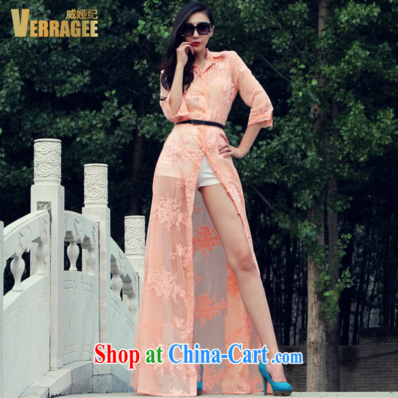 Julia Wei Ji/verragee Europe big aura snow beauty woven ultra-long dresses and long skirts larger female V 11 coral S, discipline and Julia (verragee), online shopping