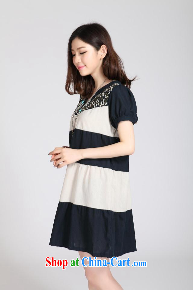 Loose the code dress V Neck short-sleeve linen embroidered dresses pregnant women with 8042 brown large code are code pictures, price, brand platters! Elections are good character, the national distribution, so why buy now enjoy more preferential! Health