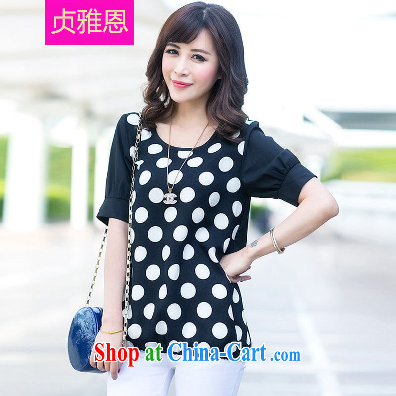 Jung-eun 2015 new short-sleeved T-shirt large, female loose video thin, wave in sleeveless XZ 5001 black XXXXL