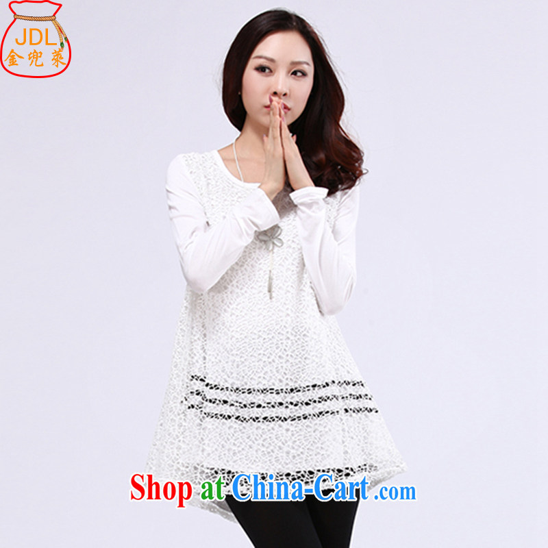 Kim Jong-il, at 2015 spring on the new emphasis on MM larger female graphics thin lace T pension female J 088 white XXXL