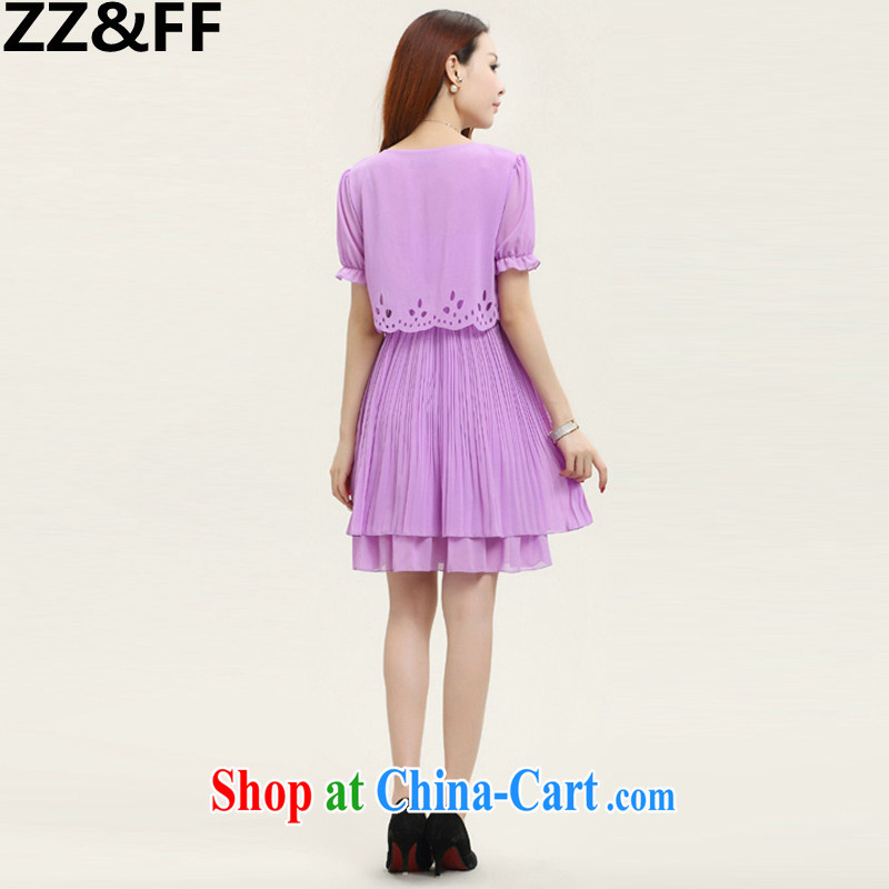 ZZ &FF 2015 summer new XL ladies dress woven snow King, loose video thin thick MM female purple (short-sleeved) XXXXXL, ZZ &FF, shopping on the Internet