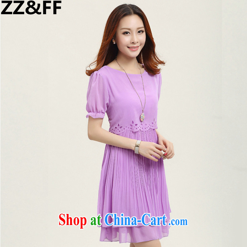 ZZ &FF 2015 summer new XL ladies dress woven snow King, loose video thin thick MM female purple (short-sleeved) XXXXXL, ZZ &FF, shopping on the Internet