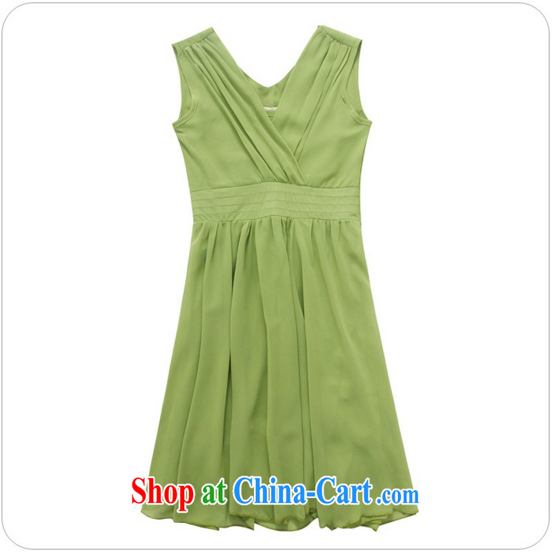 The package-XL dresses Korean elegant elegant V collar sleeveless ice woven skirt green-waist dress skirts Solid Color thick s sister-in-law Video green 3XL approximately 170 - 180 jack, land is still the garment, shopping on the Internet
