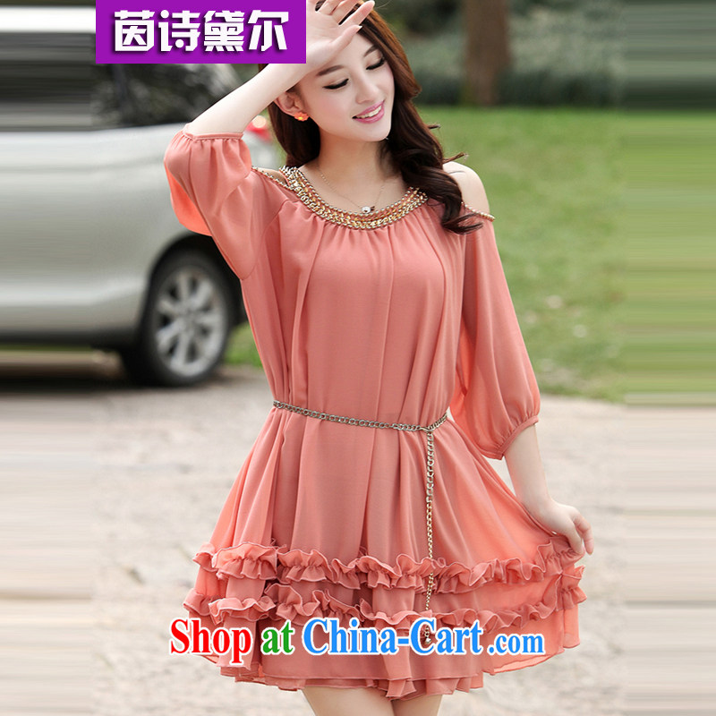 Athena poetry, Diana and ventricular hypertrophy, female snow woven dresses 2015 spring New Jack mm thick sister Korean version 8630 pink XXXL