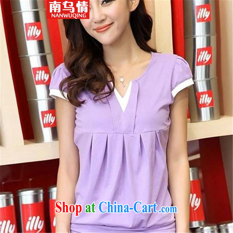 The Uzbekistan, 2015 Korean version of the greater, short-sleeved Leisure package girl, violet XXL, south Uzbekistan (nanwuqing), online shopping