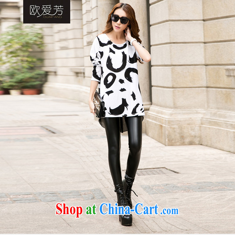 The Oi-fong 2015 new spring and summer King, female, long, snow-woven stitching cotton long-sleeved loose T pension black XXL, the love-fang, shopping on the Internet