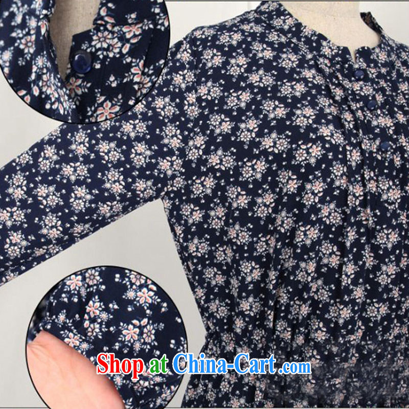 MR HENRY TANG year 2015 the European site is the girl with thick mm spring new relaxed temperament floral long-sleeved dresses Tibetan blue flower 9016 XL 4 165 - 175 jack, Tang, and shopping on the Internet