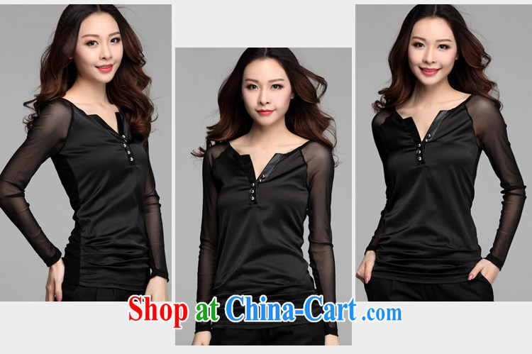 In short, will be the 2015 spring and summer new, large, thick MM cultivating graphics thin Web yarn stitching V collar solid shirt T pension J 633 black 3 XL pictures, price, brand platters! Elections are good character, the national distribution, so why buy now enjoy more preferential! Health