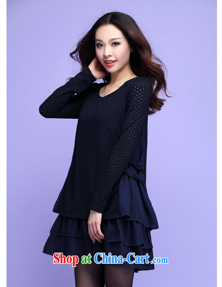 Land is still the Yi 2015 spring and summer, the Korean version of the greater code female thick sister loose knit-stitching snow woven long-sleeved leave of two piece dress dress 3678 black XXXXL pictures, price, brand platters! Elections are good character, the national distribution, so why buy now enjoy more preferential! Health