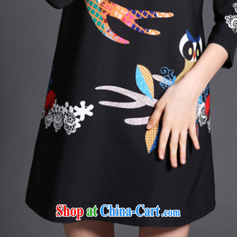 Wei-wei Chen, spring 2015 new, the United States and Europe, female 7 cuff dress, long, thick mm beauty graphics Thin women 8146 black XXXXXL, Wei-wei Chen (VIVICP), online shopping