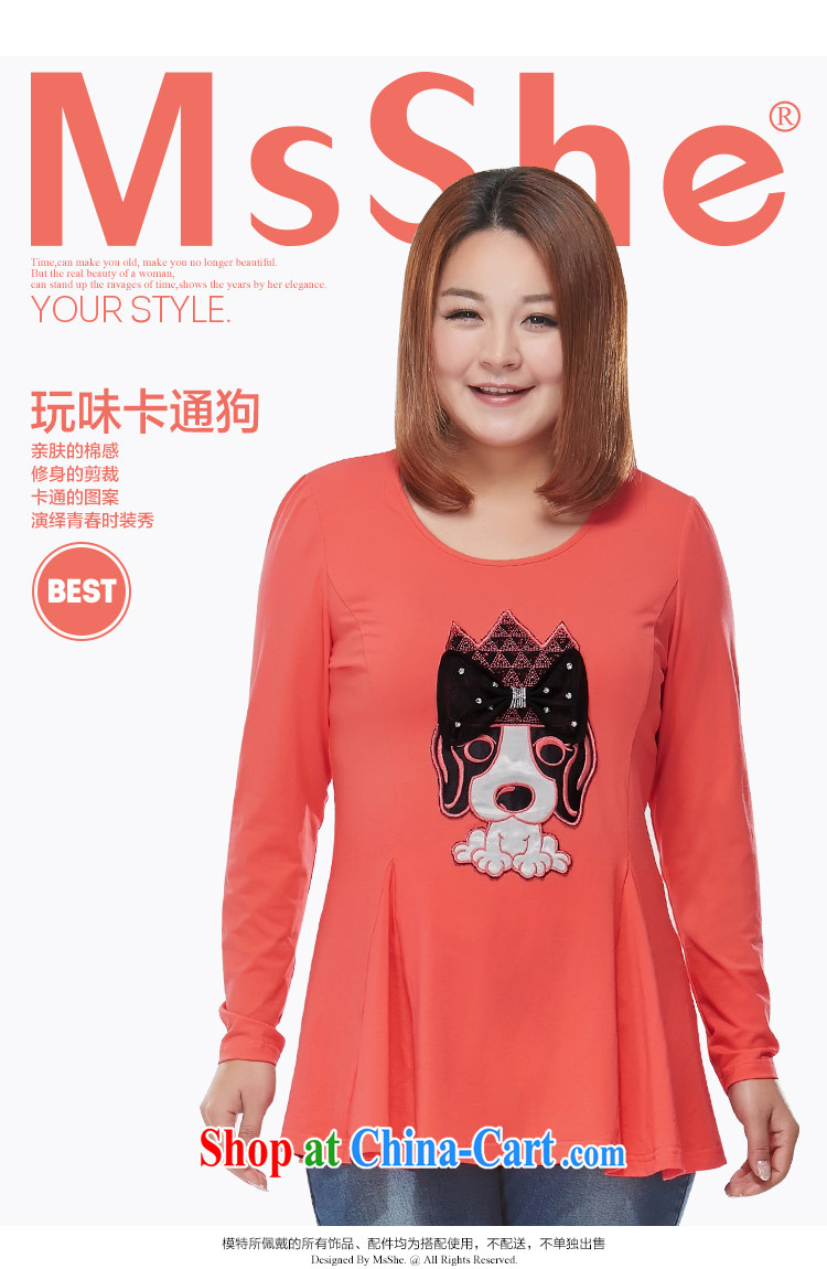 MSSHE XL ladies' 2015 spring A with embroidery long-sleeved round neck cotton knit T shirts clearance 2798 black 4XL pictures, price, brand platters! Elections are good character, the national distribution, so why buy now enjoy more preferential! Health