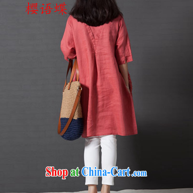 Cherry, Butterfly Spring 2015 the new dress code the female arts, small fresh loose thick MM embroidered short sleeves cotton the dresses orange XXL, cherry, Butterfly (yintalkabutterfly), online shopping