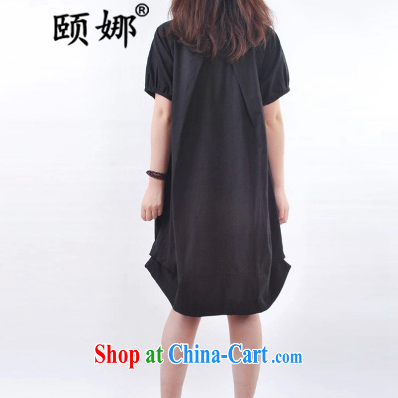 We, in summer 2015, the Korean version of the greater code dress very casual wrinkled round-collar short-sleeve dress girls Y 8033 black XXL (to pass through 150 jack), we are indeed, shopping on the Internet