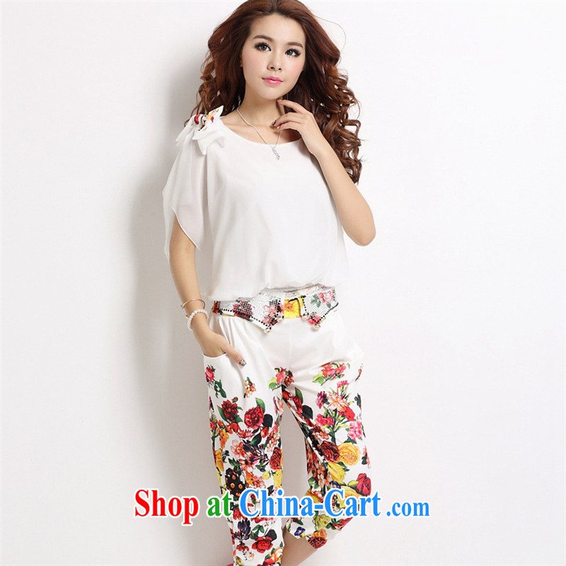 Qin Qing store 2015 new female summer stylish package stamp snow woven two-piece pants T-shirt + Harlan pants X 298 4 4 color Large stock XL, GENYARD, shopping on the Internet