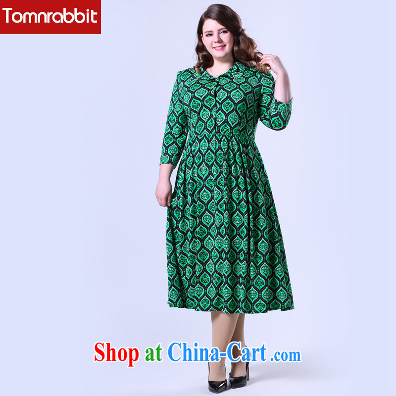 Increase the fat girl 200Jack thick sister spring large numbers in Europe and America, the shirt collar and skirt long skirt picture color the code 5 XL, Tomnrabbit, shopping on the Internet