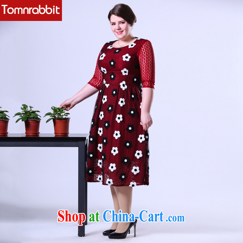Spring 2015 thick sister graphics thin larger female new languages, three-dimensional embroidered dresses lace long skirt picture color the code 5 XL, Tomnrabbit, shopping on the Internet