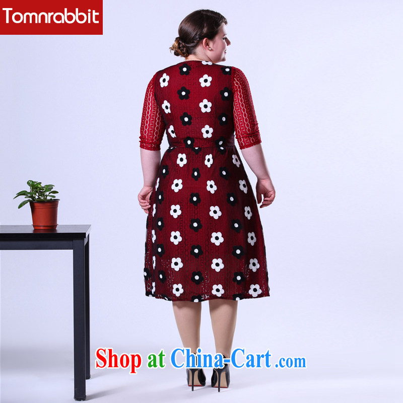 Spring 2015 thick sister graphics thin larger female new languages, three-dimensional embroidered dresses lace long skirt picture color the code 5 XL, Tomnrabbit, shopping on the Internet