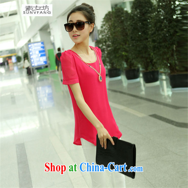 Women of 2015 workshop on new Korean female candy Solid Color double snow woven T-shirt short-sleeved T-shirt loose video thin T-shirt 5108 #red or blue XXL, Workshop on Women (SUNVFANG), and on-line shopping