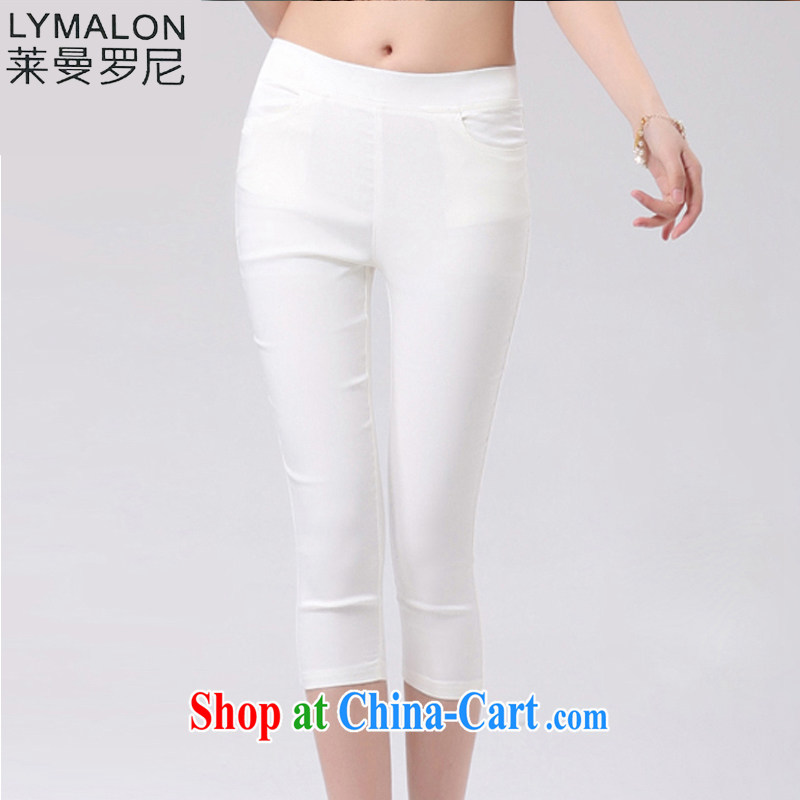 Lehman Ronnie lymalon fat people graphics thin 2015 spring and summer new XL women ground 100 leisure 7 solid pants K 208 white 4XL