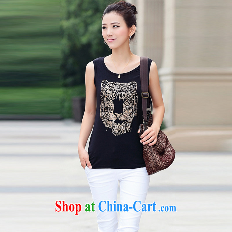 Yoon Elizabeth Odio Benito summer wear new 2015 loose sleeveless shirt T thick MM large, female solid T-shirt beauty graphics thin straps small vest T-shirt White Tiger hot drill 5 XL 180 recommendations about Jack, Yoon Elizabeth Odio Benito (yinlsabel), online shopping