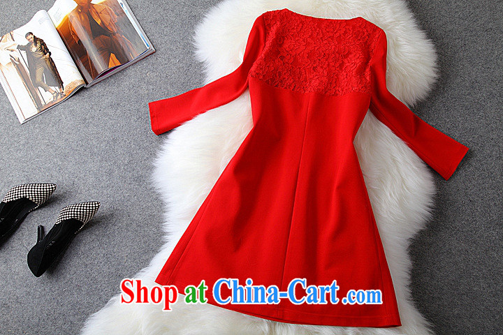The German 2015 spring new female loose the Code women mm thick aura lace, long stitching solid long-sleeved dresses red S pictures, price, brand platters! Elections are good character, the national distribution, so why buy now enjoy more preferential! Health