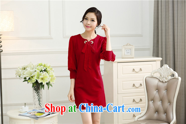 South Korea according to her 2015 female new large Code women mm thick Korean version 7 loose-sleeved dresses 1142 red XXXL pictures, price, brand platters! Elections are good character, the national distribution, so why buy now enjoy more preferential! Health