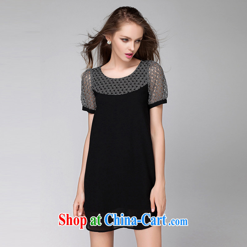 Connie's dream in Europe and indeed the XL female 200 Jack 2015 spring new MM thick aura lace stitching loose snow woven dresses Y 3278 black XXXL, Anne's dream, and shopping on the Internet