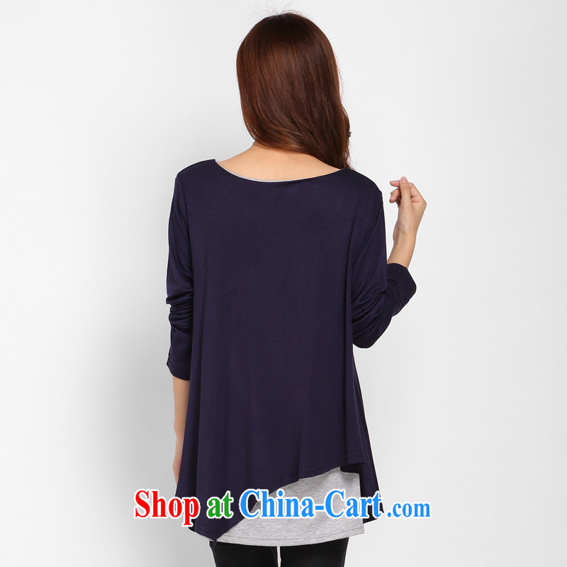 Laurie flowers, thick MM larger female Korean version 2015 spring new leave of two-round-collar loose woman T-shirt T pension 8062 sapphire blue 6 XL (spring and summer graphics thin new products, Shani Flower (Sogni D'oro), and, on-line shopping