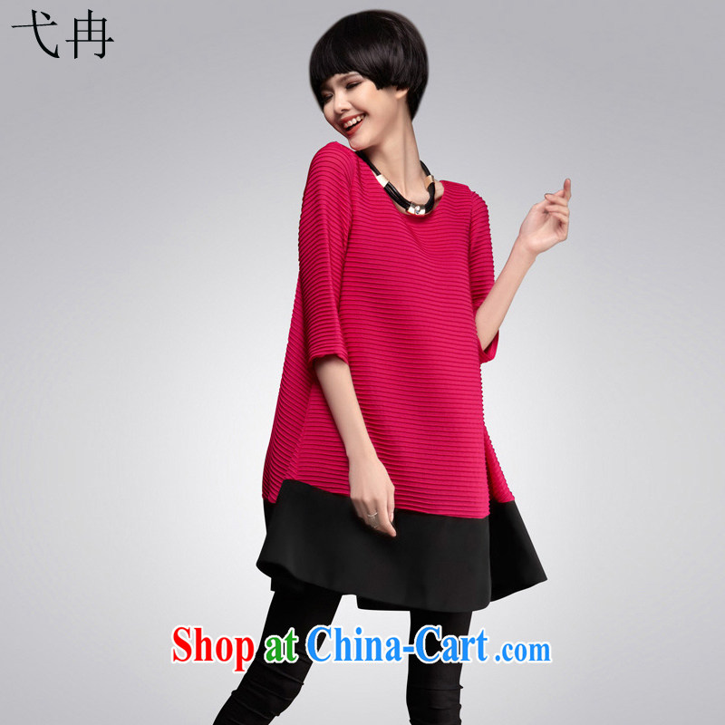 More cruise 2015 summer new large, cultivating cotton Ma 7 cuff dress female A 0992 A red XXXL, sailing, and, on-line shopping