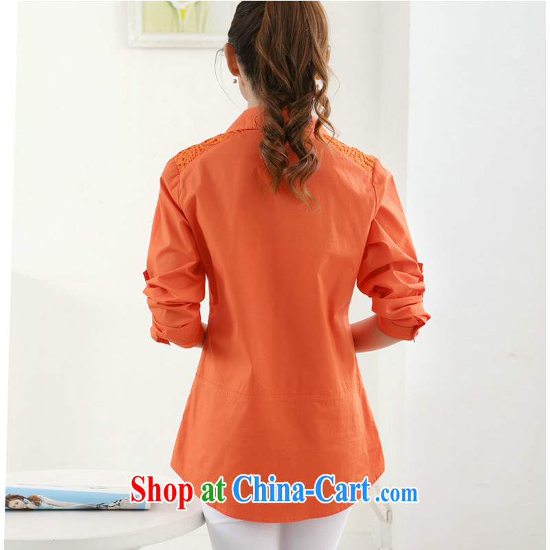 mm thick white shirt ladies' long-sleeved 2015 spring Korean lace shirt King code Solid shirt 200 Jack white 5 XL, Jade Yi Shu, shopping on the Internet
