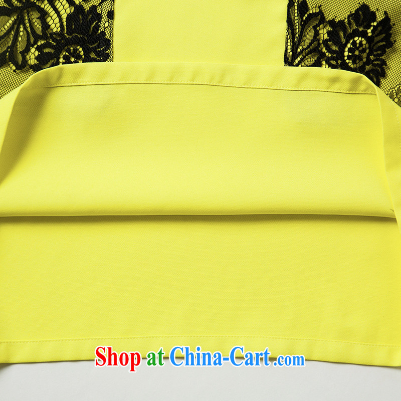 Director of spring 2015 with new, and indeed increase, women with an elegant lace stitching 5 sub-cuff dress 2803 yellow large code 5 XL 200 Jack left and right of the Director (Smeilovly), online shopping