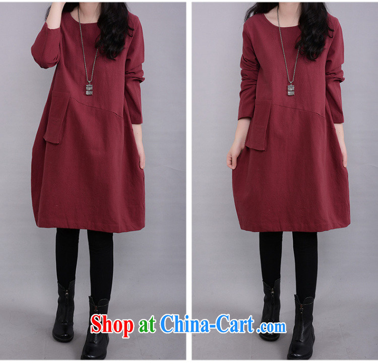 In short Joseph's 2015 spring new female long-sleeved dresses Korean fashion thick mm larger female arts very casual long-sleeved, long skirt solid dark XXL pictures, price, brand platters! Elections are good character, the national distribution, so why buy now enjoy more preferential! Health