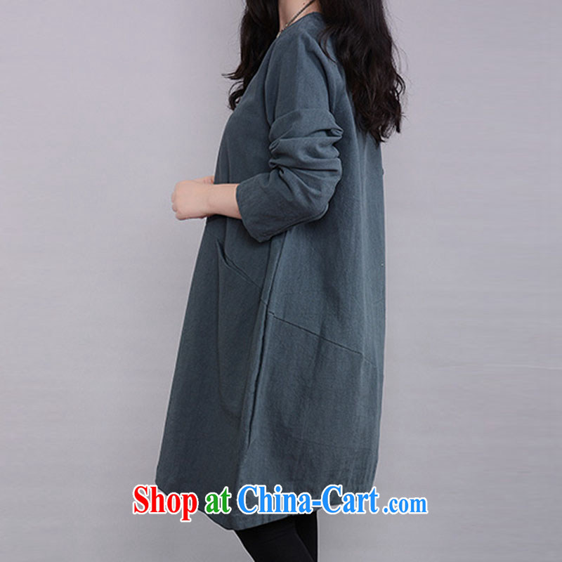 In short Joseph's 2015 spring new female long-sleeved dresses Korean fashion thick mm larger female arts very casual long-sleeved, long skirt solid dark XXL, in short, Joseph, and shopping on the Internet