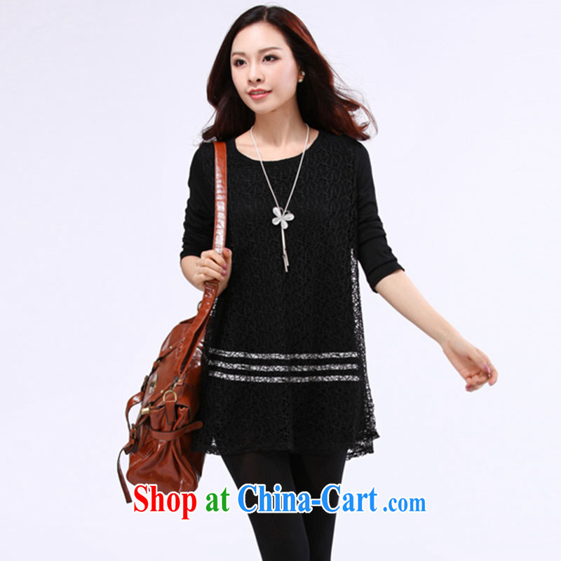 Spend $mirror 2015 spring New, and indeed increase, female video thin winter with thick sister Korean version T solid pension 8517 black XXXXXL, spent $mirror (HUAJINGYUAN), online shopping