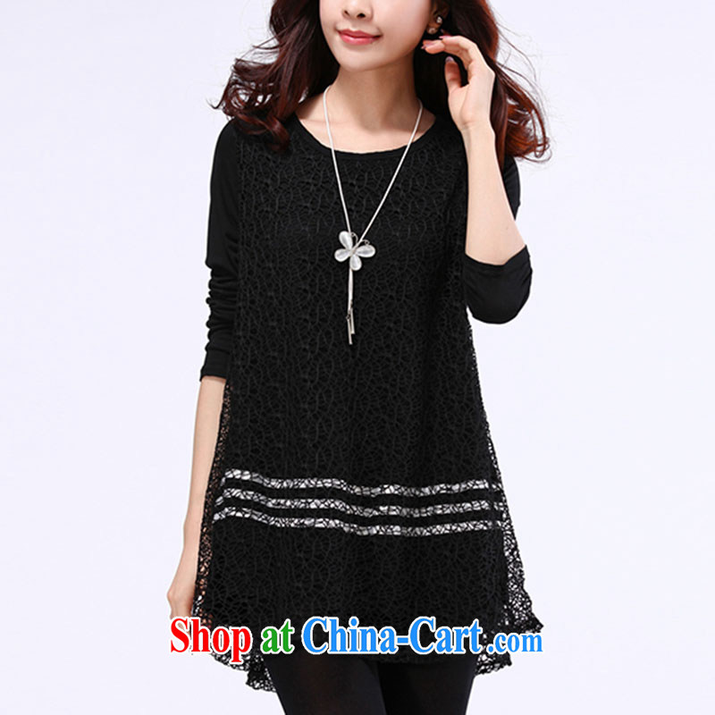 Spend $mirror 2015 spring New, and indeed increase, female video thin winter with thick sister Korean version T solid pension 8517 black XXXXXL, spent $mirror (HUAJINGYUAN), online shopping