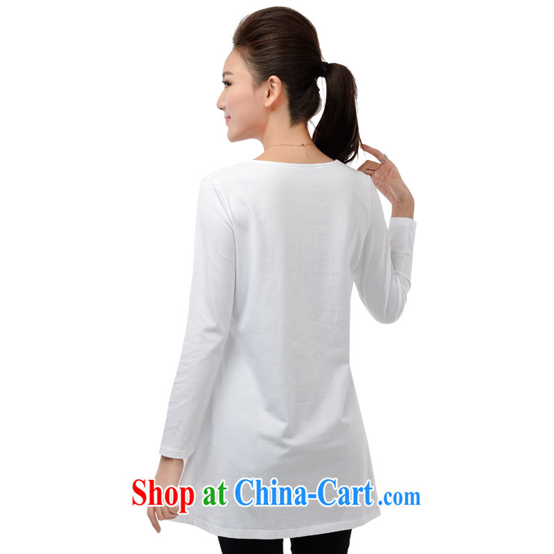 The Sun takes the fat increase, female dress spring 2015 new thick MM Korean version 200 jack, long lace stitching solid shirt 6181 white 4XL (chest of 112 cm), TAI YANG HUA, shopping on the Internet