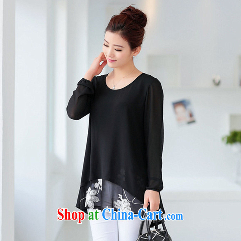 The Pueblo, 2015 new spring and summer with the Code long-sleeved clothes loose snow woven shirts stylish short-sleeved T-shirt small solid, Ms. T-shirt 1508 #black XXL, the ad (BLUEST), shopping on the Internet