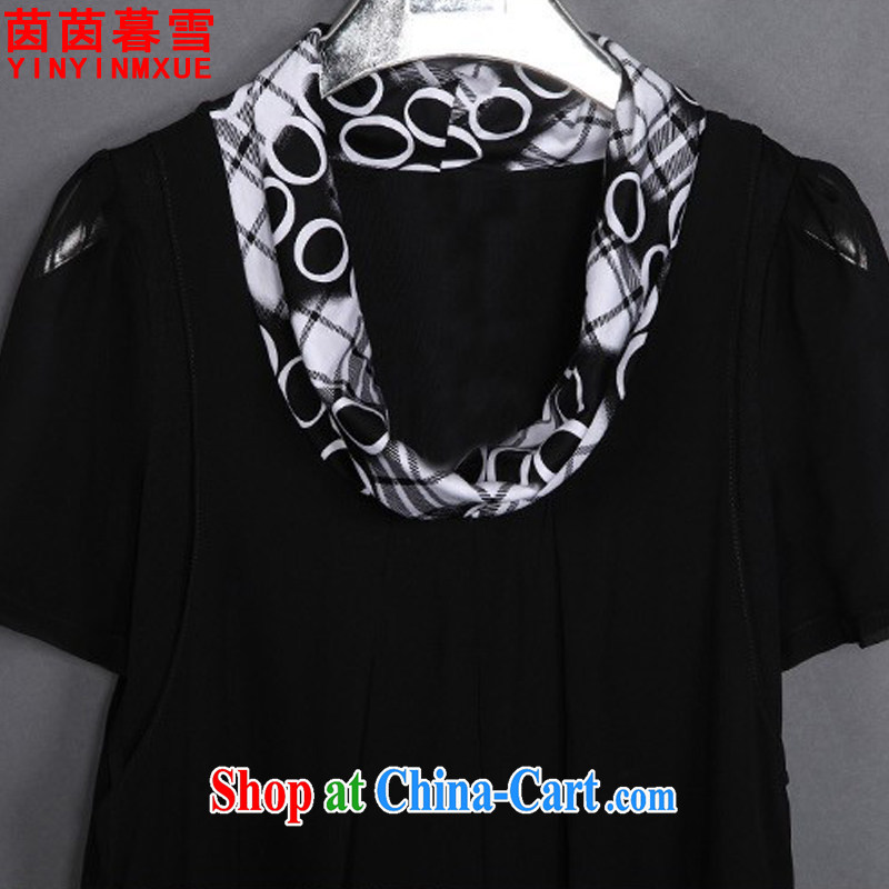 Athena Chu Yan and snow 2015 new Korean version cultivating the code black short-sleeved snow woven dresses female LYQ 359 black XXXL, Yan Yan, Xue (yinyinmuxue), shopping on the Internet