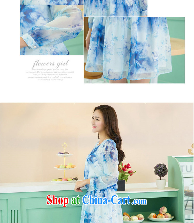 Huan Zhu Ge Ge Ge 2015 spring and summer new, larger women on waves, the waist graphics thin high-quality emulation, snow-woven stamp long-sleeved dresses V 5118 blue 4 XL (180 - 200 Jack through) pictures, price, brand platters! Elections are good character, the national distribution, so why buy now enjoy more preferential! Health