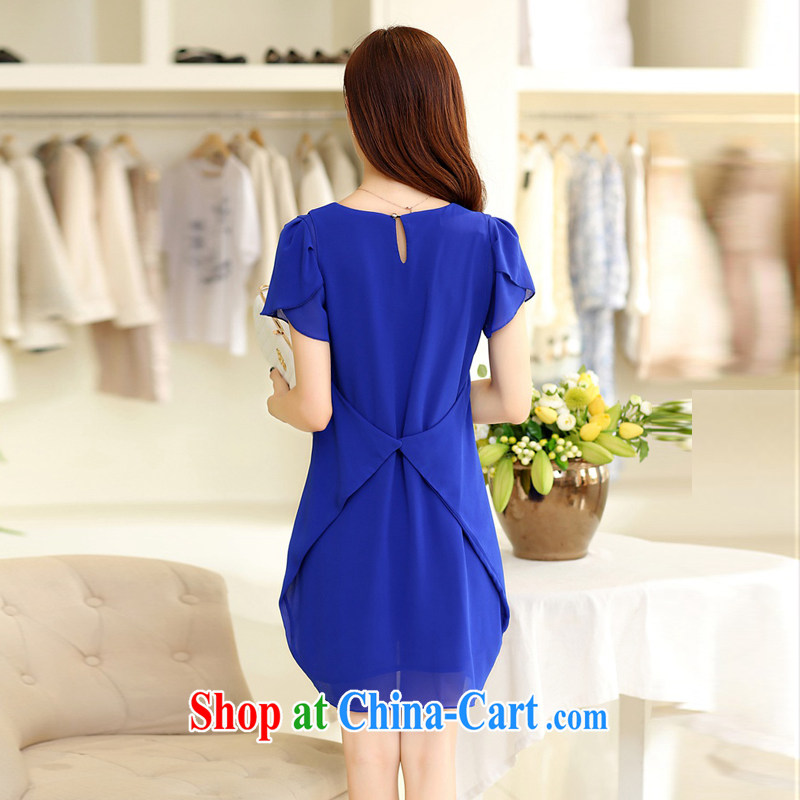 Still it is summer 2015 new real-time a Korean Beauty graphics thin short-sleeved snow woven relaxed dress Y 5177 blue 3 XL, remains still, and shopping on the Internet