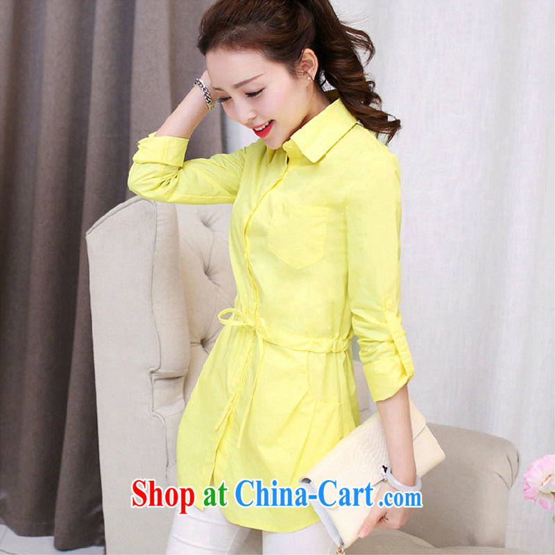 Pro-heart pool 2015 spring new shirts large, female, long shirt graphics thin candy-colored shirts and fashionable 100 ground T-shirt jacket I 003 yellow XXL, pro-heart pool, shopping on the Internet