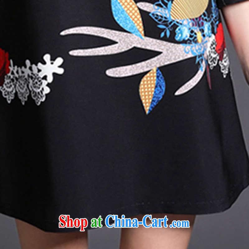 ge lai Elizabeth's 2015 summer new, the United States and Europe, female 7 cuff dress mm thick beauty graphics thin female LYC 028 black 3 XL, Pavilion at Windsor, shopping on the Internet
