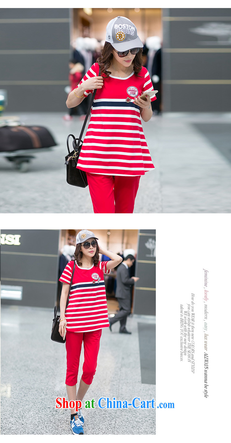 The Dream lottery 2015 summer Korean version of the new, larger female simple and stylish casual cotton striped two-piece red XXXXL pictures, price, brand platters! Elections are good character, the national distribution, so why buy now enjoy more preferential! Health