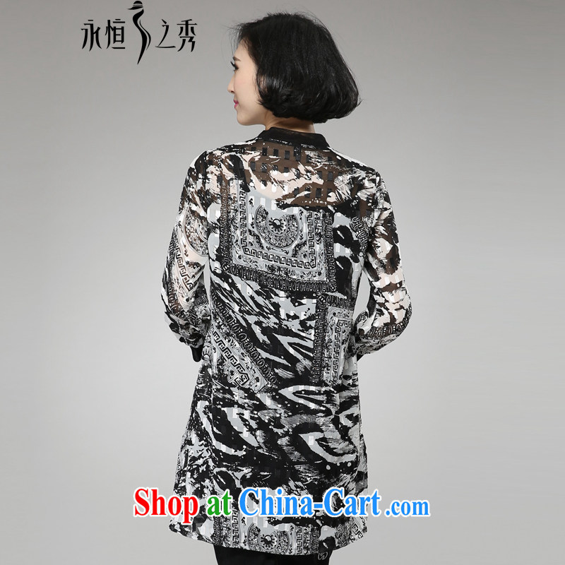 Eternal-soo and indeed increase, female 200 Jack shirt jacket 2015 spring and summer fat people video thin new FAT sister, silk, 100 stamp duty on the T-shirt shirt black 4 XL, eternal, and the show, and shopping on the Internet